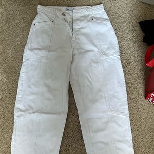 white zara balloon pants